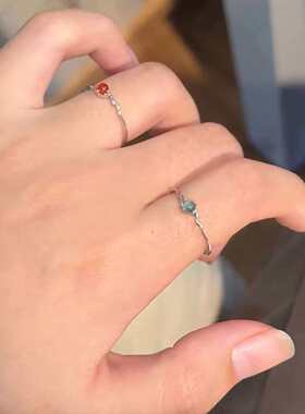 小众波浪细圈戒指女简约精致显白素圈指环 ins 风日常百搭食指戒