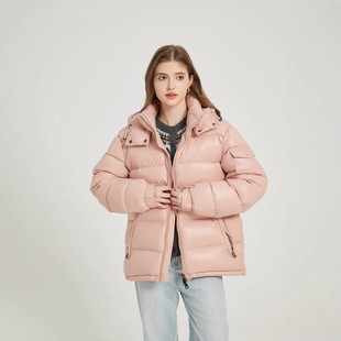 2024冬季女款连帽宽松羽绒服时尚黑标M加厚防风保暖外套