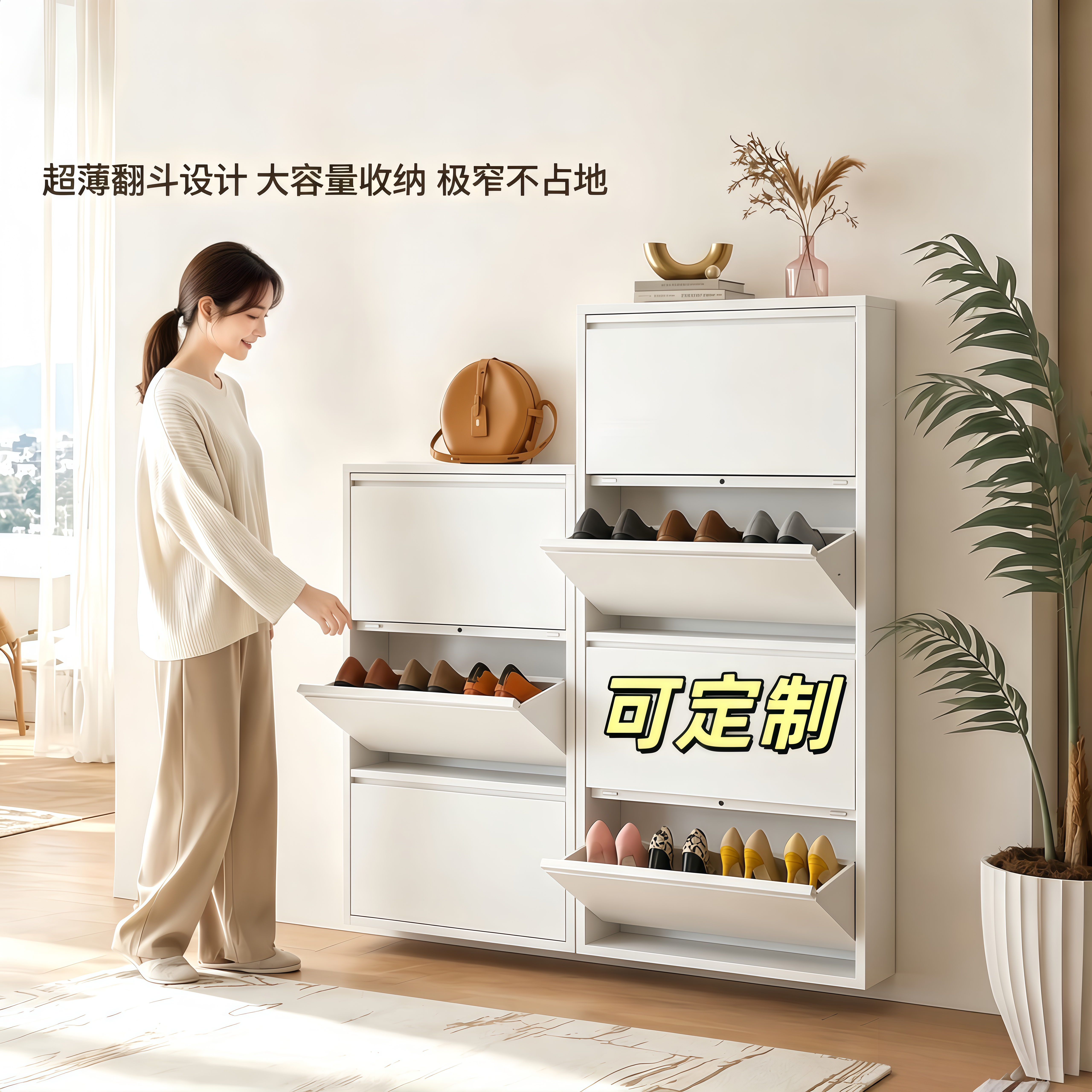 轻奢定制门外走廊靠墙鞋柜图片