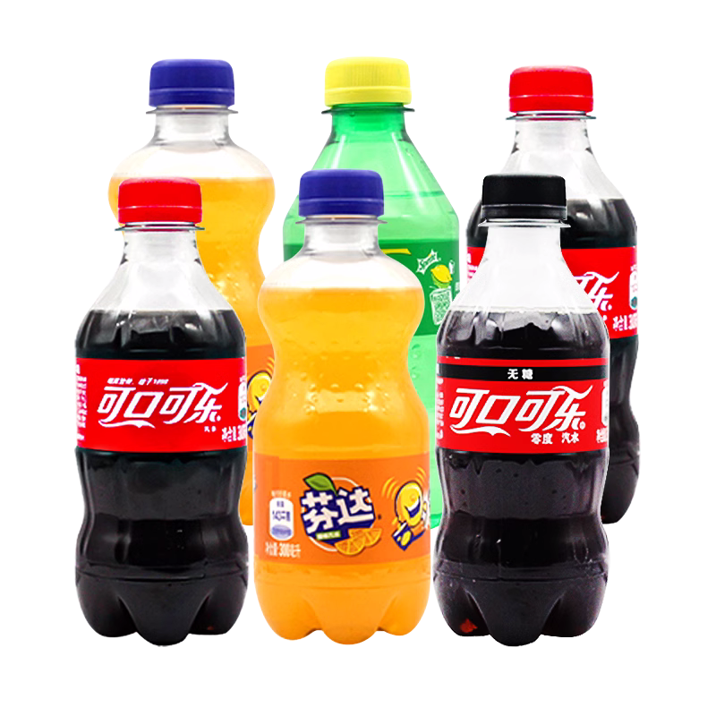 可口可乐雪碧芬达果粒橙300ml/瓶 6 瓶 小瓶碳酸饮料囤货聚会