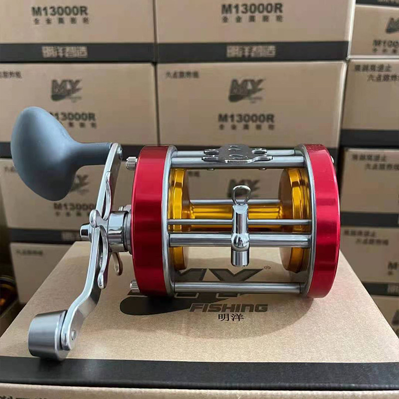 可视锚鱼轮明洋六点防炸线新款六点纺车轮M9000AR鼓轮六点刹车
