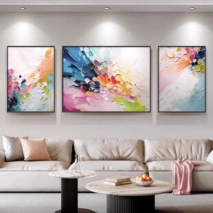 大芬油画画村抽象客厅装 饰画画简约大气沙发背景墙挂画画肌理感新
