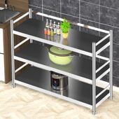 不锈钢围栏置物架多层加厚货架两层厨房收纳3层架落地式 家用架子