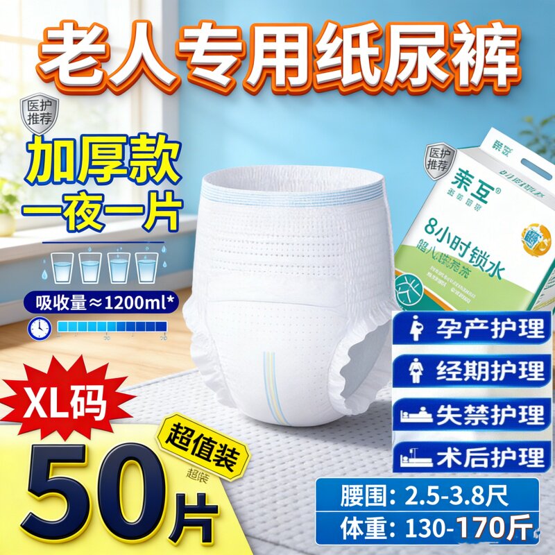 [内裤式长途护理]亲互成人拉拉裤XL码老人防漏夜用安心裤生理期