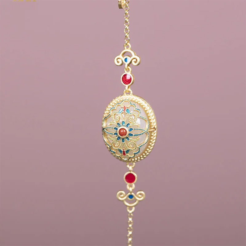 S925纯银个性椭圆镂空气质女士款手链复古时尚手环