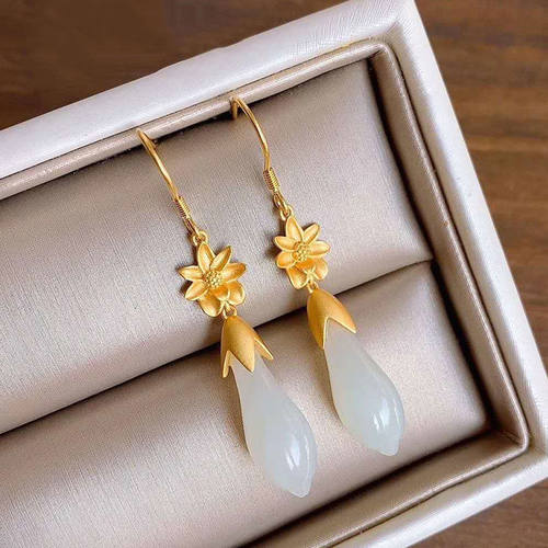 耳环天然兰花汉服优雅复古时尚