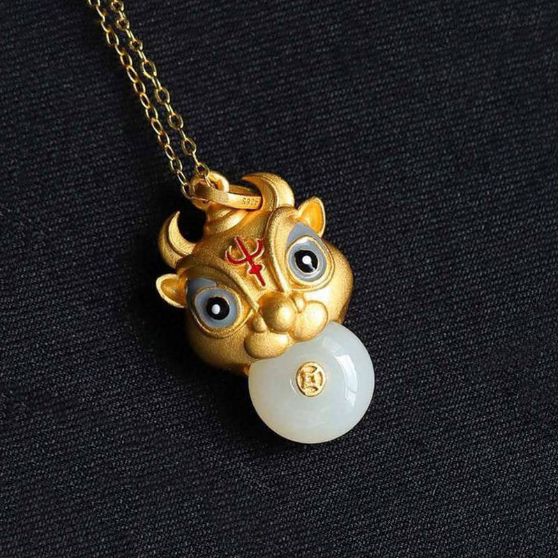 2021新年款生肖牛年吊坠女本命年男女金牛925银牛气冲天宝宝项链