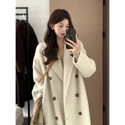 呢子大衣女中长款小个子2024新款秋冬季加厚高级感正肩羊毛呢外套