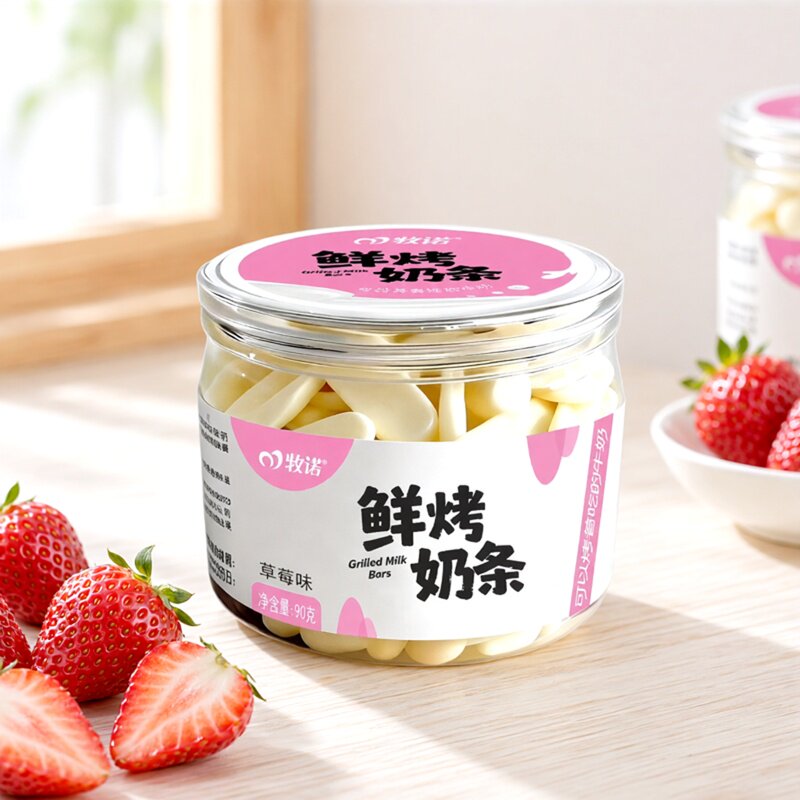 牧诺鲜烤奶条原味草莓味罐装