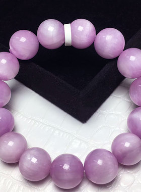 天然梦幻紫锂辉单圈圆珠手串紫色水晶拉丝猫眼男女同款送礼装饰品