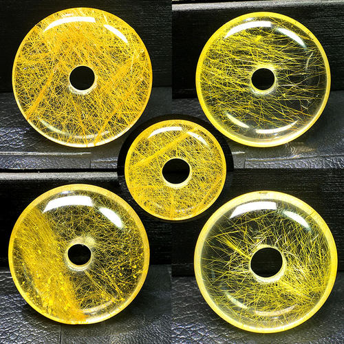 金发晶平安扣吊坠挂件时尚饰品