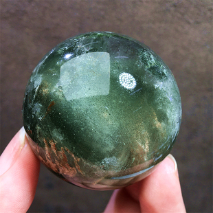 天然绿幽灵水晶球四季彩幽灵彩虹千层金字塔原矿标本家居装饰摆件