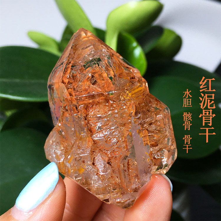 精品天然红泥骸骨水晶骨干开窗城堡资料库原矿石标本吊坠装饰摆件