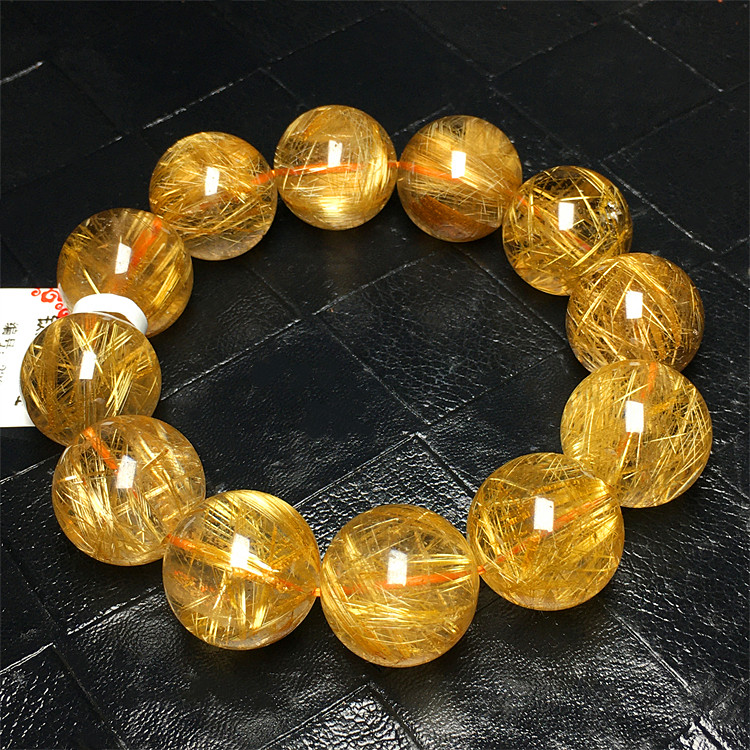 天然水晶金发晶手串男女同款装饰
