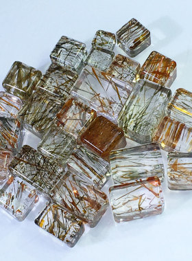 天然黑金超方糖超七散珠DIY配珠