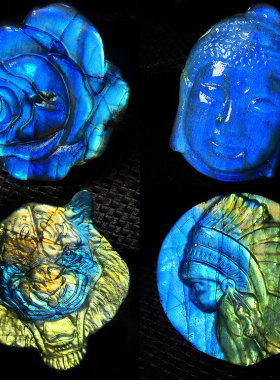 天然拉长石原石情侣同款吊坠饰品