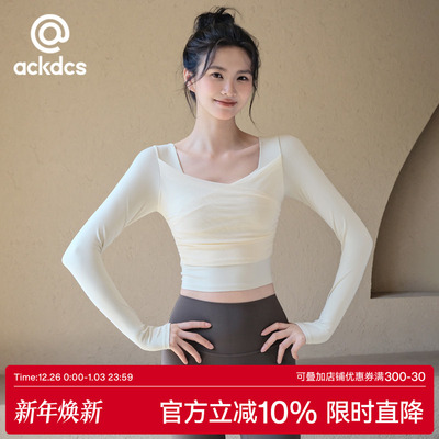 Ackdcs带胸垫瑜伽上衣女健身长袖