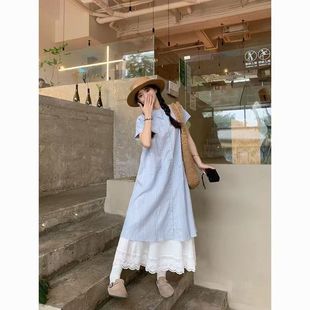 两件套连衣裙家庭装 度假亲子装 慵懒风夏季 一家三口儿童短袖 衬衫