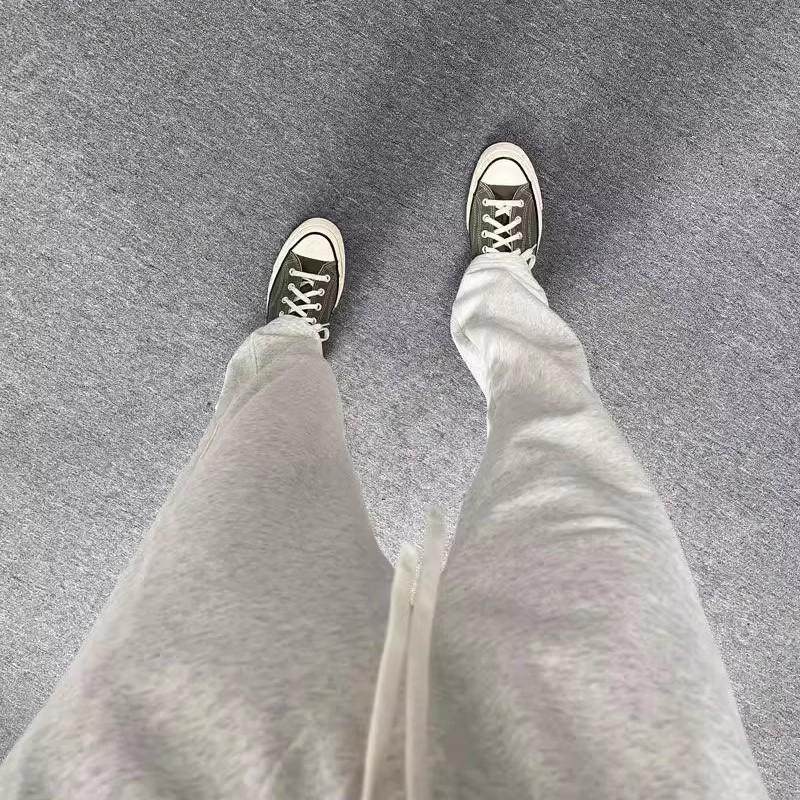 美式重磅休闲运动裤男卫裤情侣宽松百搭长裤潮牌奥莱纯色女直筒裤