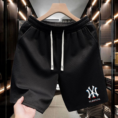 NYLPA美式渐变NY字母印花短裤提花宽松抽绳运动五分裤男女情侣款