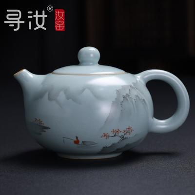 寻汝陈全贵大师汝窑手绘茶壶