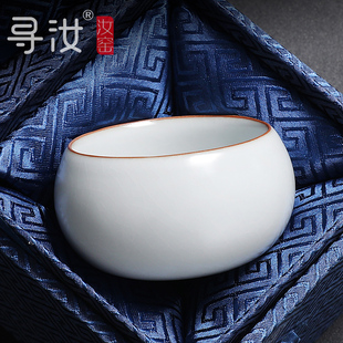 寻汝陈全贵大师汝窑主人杯禅定杯天青色开片陶瓷功夫茶杯茶具高档