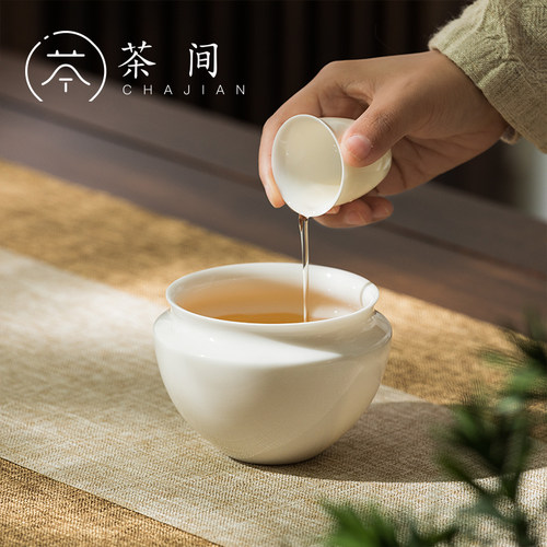 德化羊脂玉瓷功夫茶洗