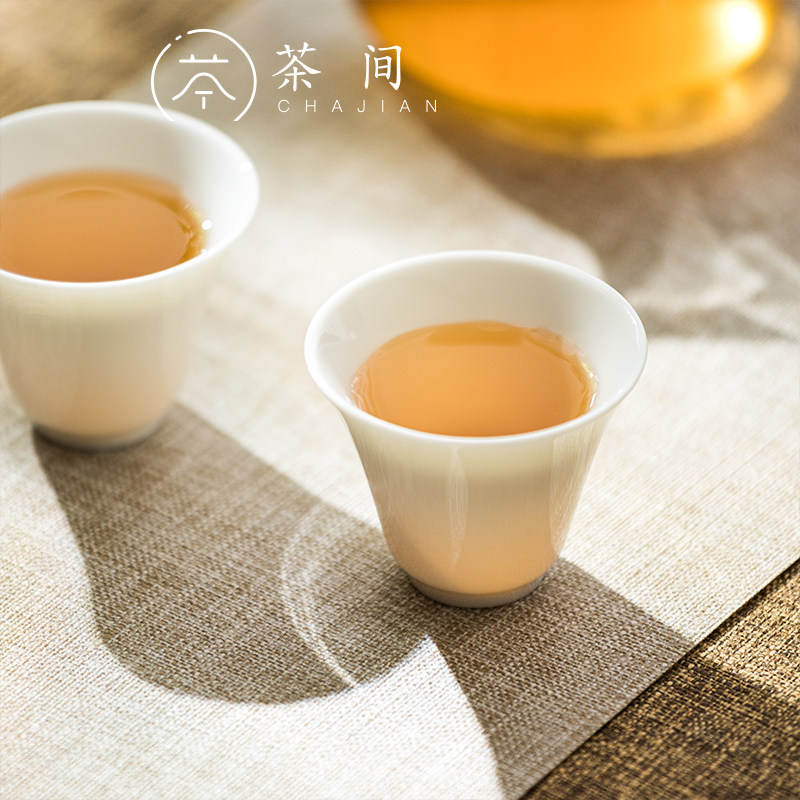 茶间｜中国白茶杯陶瓷玉瓷杯羊脂玉单杯品茗杯主人杯功夫茶具荼杯