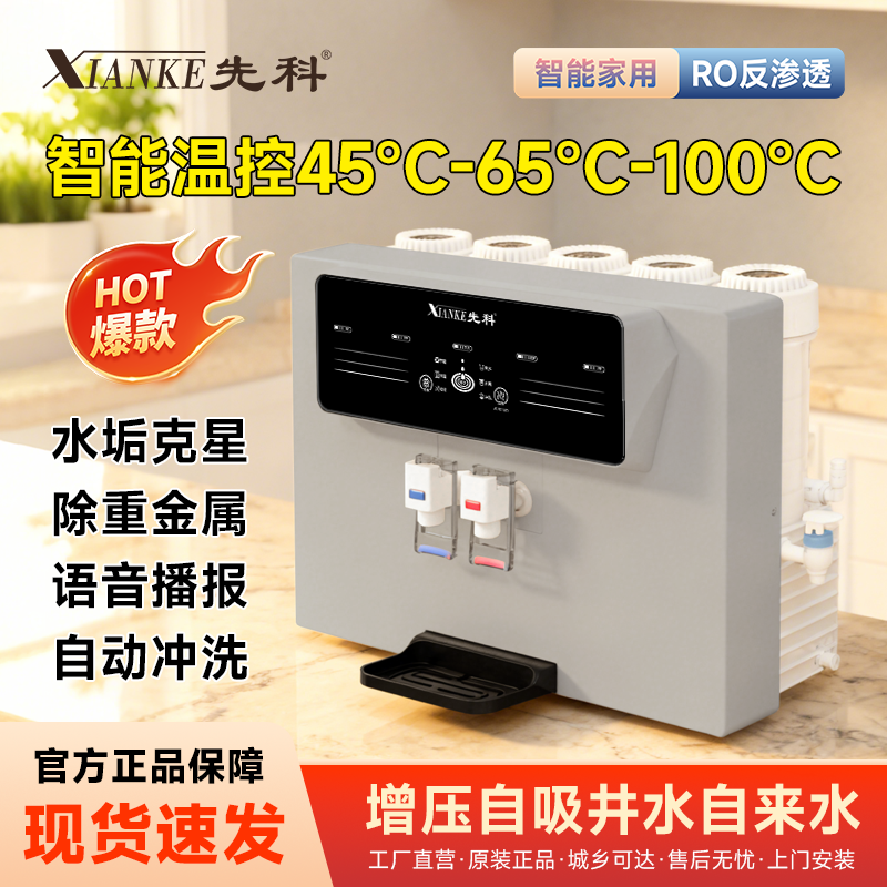 先科语音智能净水器RO反渗透家用直饮纯水机冷热一体机自吸净水机