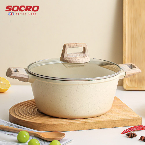 socro麦饭石汤锅家用不粘锅奶锅电磁炉燃气煎炒蒸煮粥泡面锅炖锅