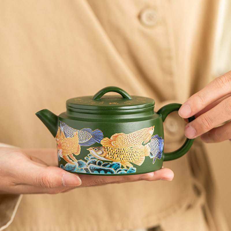 绿泥紫砂壶茶具陶瓷功夫茶壶茶杯高档大气上档次送礼新款2024高端