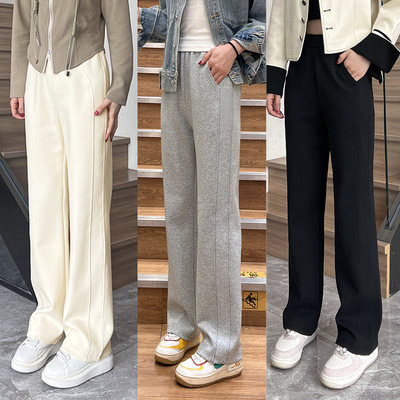 太空棉窄版直筒裤女秋季2