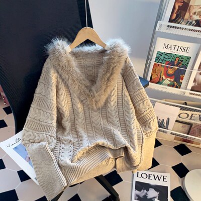 法式复古慵懒风V领毛领针