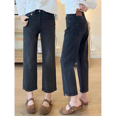 黑色直筒牛仔裤女秋季新