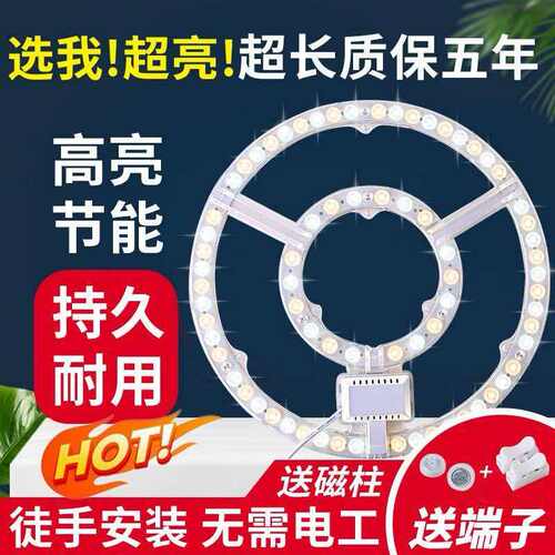 led节能吸顶灯磁吸灯芯灯板光源超亮圆形环形灯家用led灯芯带吸盘