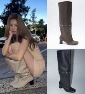 正品折扣 Paloma Wool 黄饱饱同款 靴子铆钉拼接可拆卸两穿长筒靴