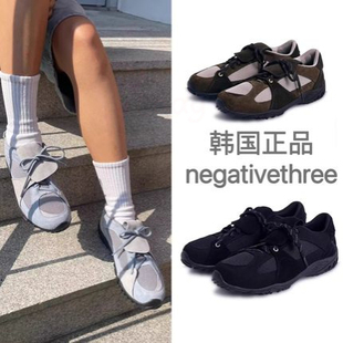 韩国折扣正品 negativethree机能风复古撞色拼接牛皮休闲运动鞋女