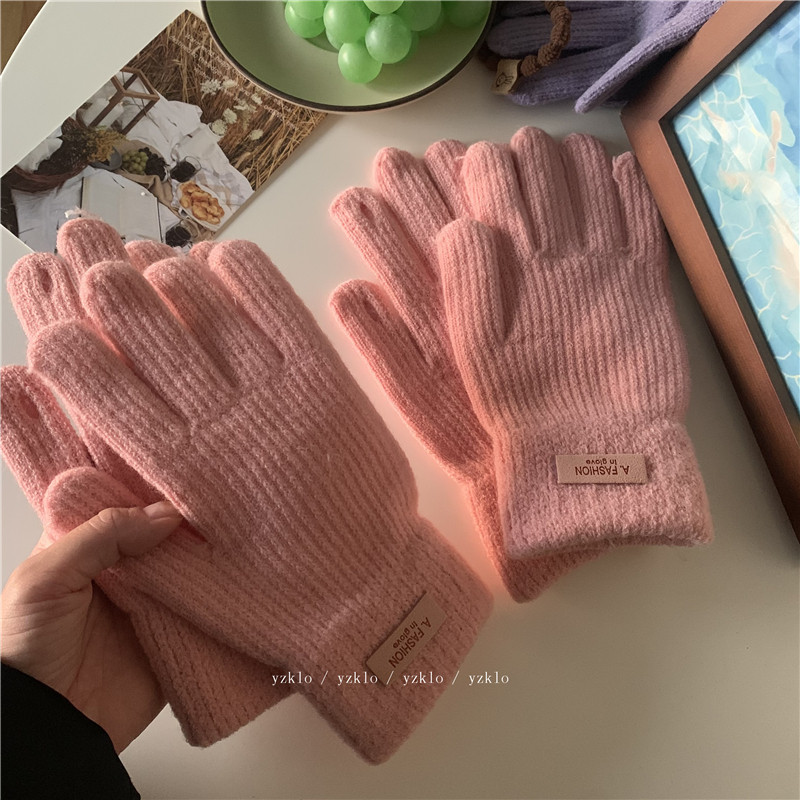 韩国ins纯色手套女冬季加绒保暖厚实学生可爱粉色骑行护手套触屏,服饰配件/皮带/帽子/围巾,手套,淘宝优惠券,粉丝福利购,淘宝优惠卷