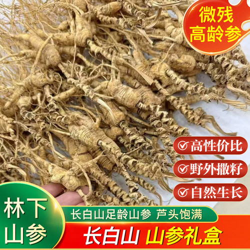 长白山一等林下山参生晒参人参