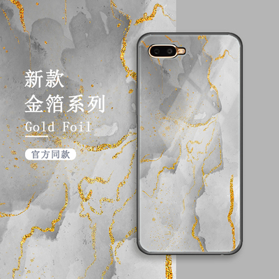 适用于OPPOR15X水墨金箔手机壳新款玻璃艺术男女防摔潮牌创意男