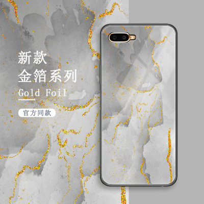适用于OPPOR15X水墨金箔手机壳新款玻璃艺术男女防摔潮牌创意男