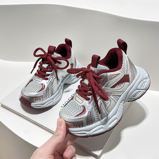 女童二棉运动鞋2025冬季新款儿童加绒老爹鞋男童软底透气跑步鞋潮