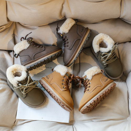 儿童羊羔绒雪地靴加厚保暖大棉鞋