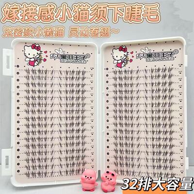 懒懒猫浓密猫须下睫毛手绘漫画感斜仿真飞假睫毛浓密上镜缩短中庭