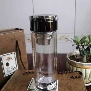 水中神水杯实拍图淡泊明志双层玻璃杯子车载家用办公泡茶杯礼品杯