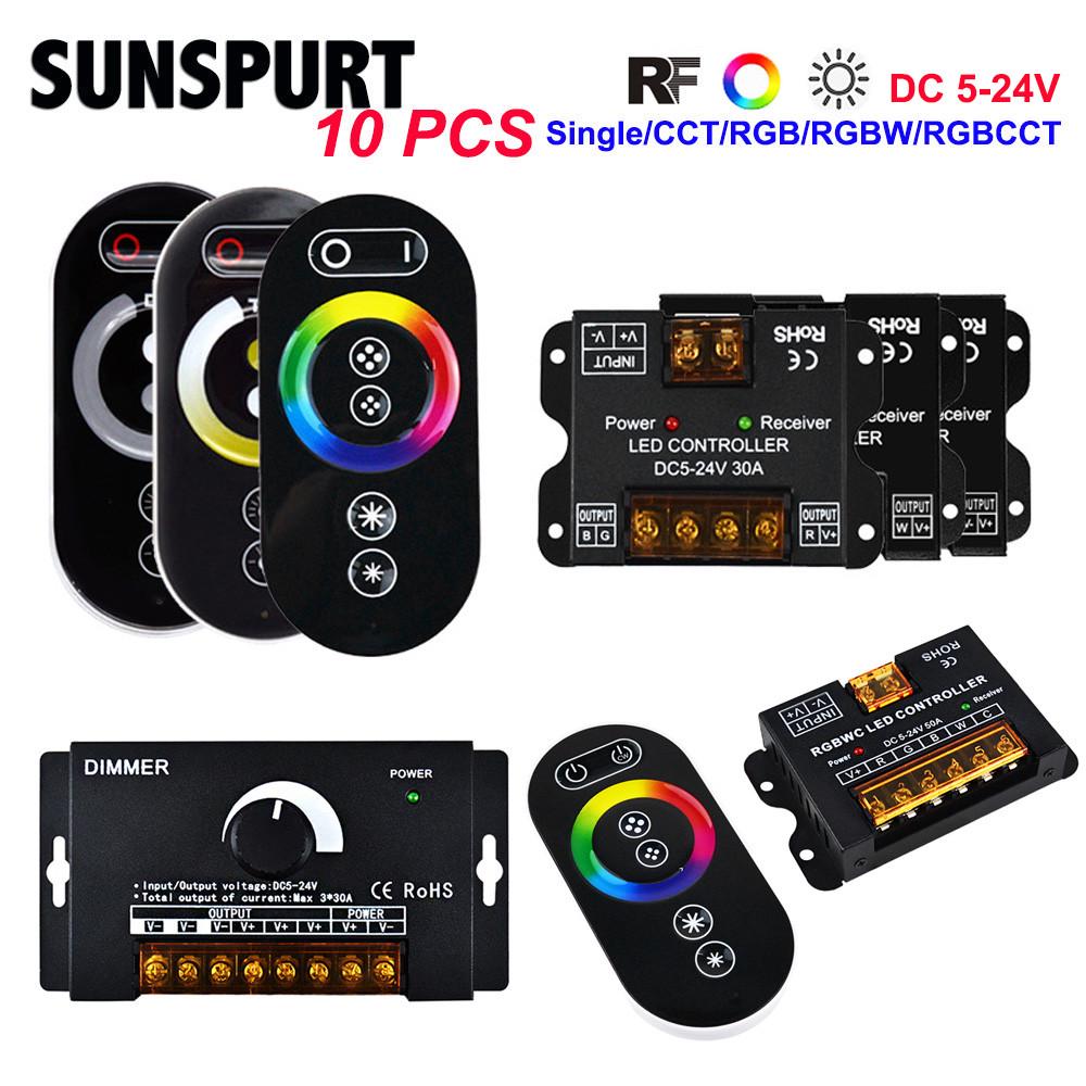 6键RF铁壳触摸RGB+CCT控制器RGBWC五合一灯带RGBWW调光单双色七彩