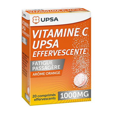 UPSA天然维生素C泡腾片1000mg高浓度成人儿童提高免疫力VC20粒