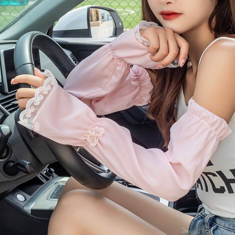 夏季女款蕾丝防晒袖套户外遮阳泡