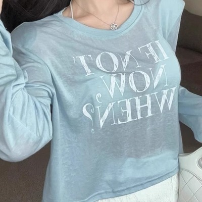 甜酷辣妹爵士舞微透薄款长袖T恤