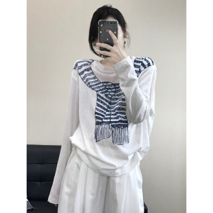 轻薄外搭显瘦罩衫 胖mm大码 防晒T恤女夏季 长袖 潮 200斤披肩印花时尚